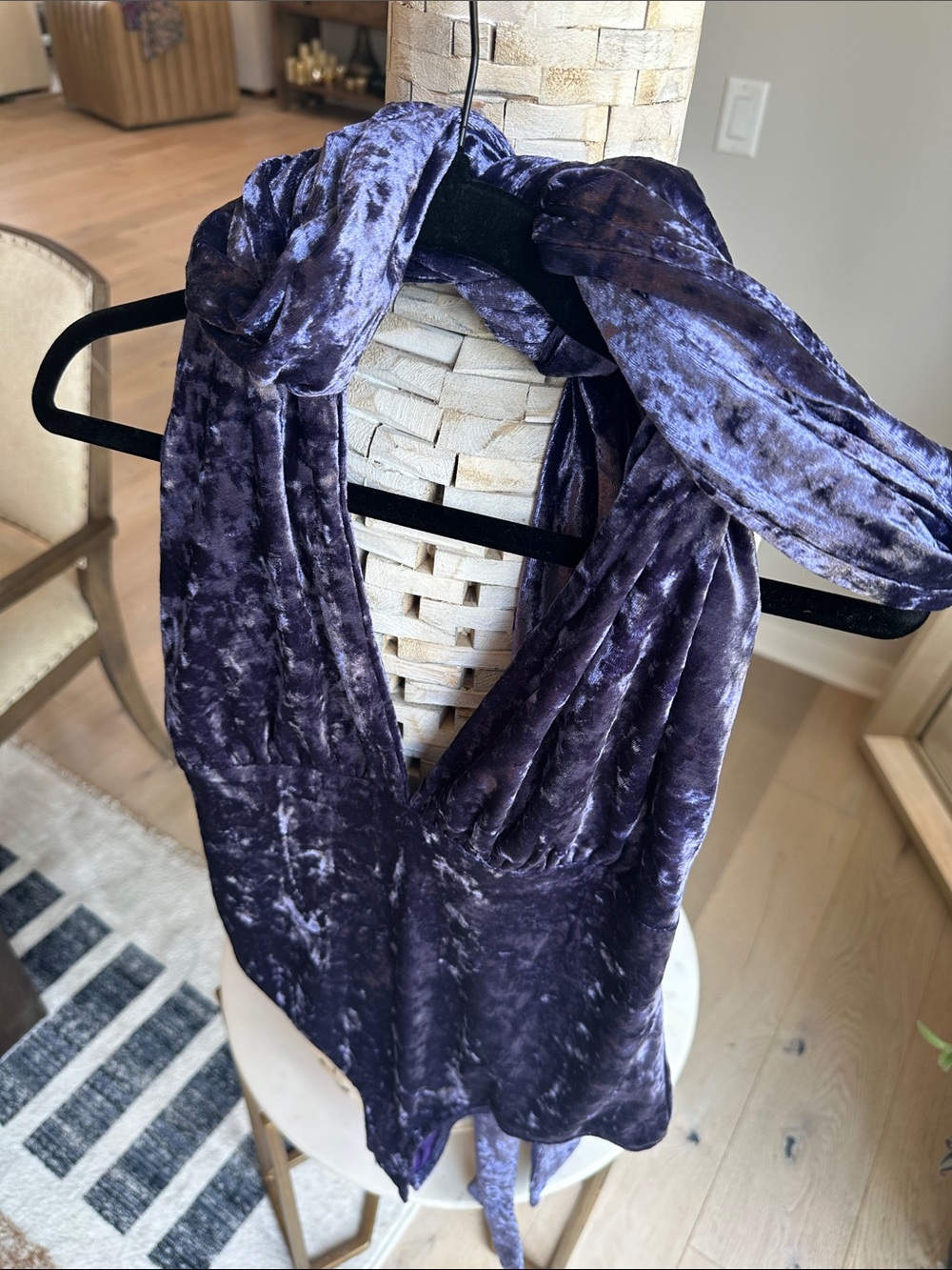 Anthropologie Velvet Deep Purple Halter Bodysuit - Picture 2 of 4